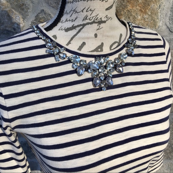 J. Crew Striped Necklace Tee 3/4 Length Sleeves Size XS - Picture 11 of 15